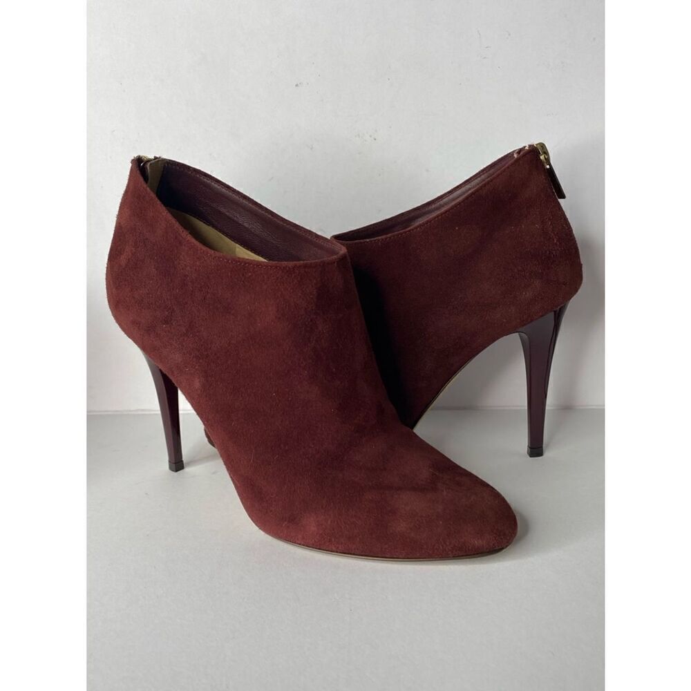 🛍️ Jimmy Choo Authentic Burgundy Suede Ankle Booties - Classic High Heel Size 38